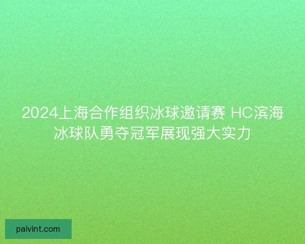 2024上海合作组织冰球邀请赛 HC滨海冰球队勇夺冠军展现强大实力
